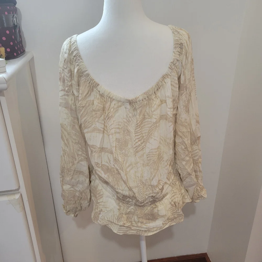 Inc International Concepts Boho Beachy Tropical Vacation Blouse | Large - Picture 6 of 8
